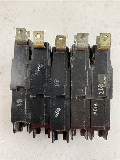 GE TEY120 20AMP 277VAC 125VDC 1POLE CIRCUIT BREAKER (LOT OF 5)