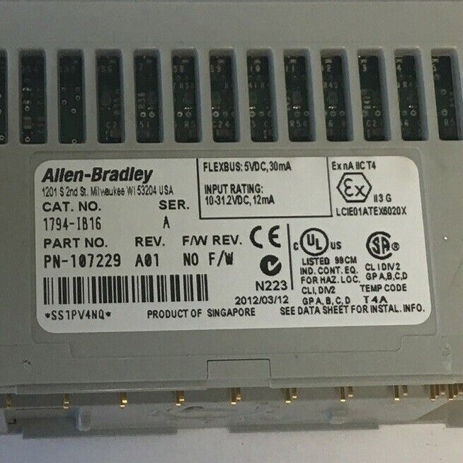 ALLEN BRADLEY 1794-IB16 SER.A REV.A01 NO F/W INPUT MODULE 1794-TB3 SER.A BASE