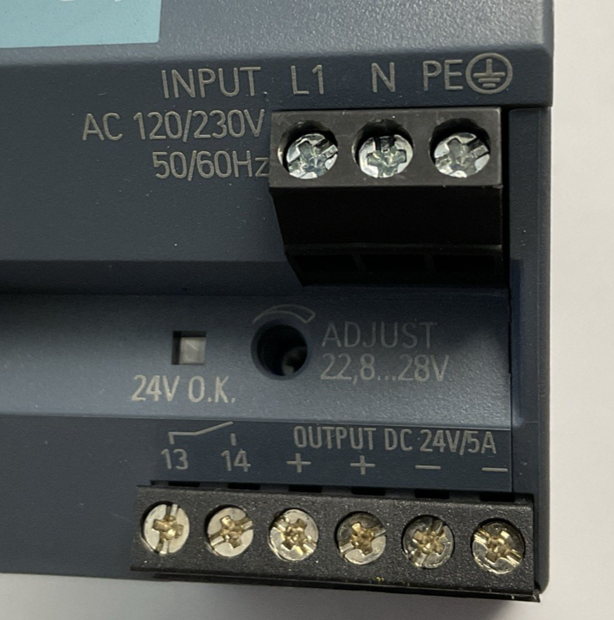 SIEMENS 6EP1332-2BA20 POWER SUPPLY 24VDC 5A 50/60HZ