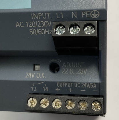 SIEMENS 6EP1332-2BA20 POWER SUPPLY 24VDC 5A 50/60HZ