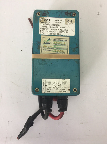 CWT S3A5005 VOLTAGE SENSOR INPUT 24VDC@100ma OUTPUT 0-10VDC@10ma REV D