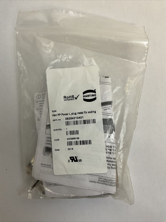 HARTING 09354310401 HAN PP POWER L PLUG METAL FIX CODING CONNECTOR