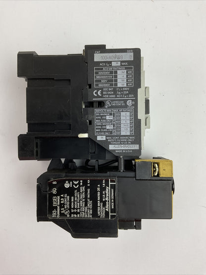 ALLEN BRADLEY 100-A09ND3 STARTER SER B 600VAC 7-1/2HP  COIL 120V 60HZ 193-BSB 80