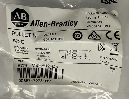 ALLEN BRADLEY 872C-M4BP12-D4 PROXIMITY SENSOR SER.E 30VDC