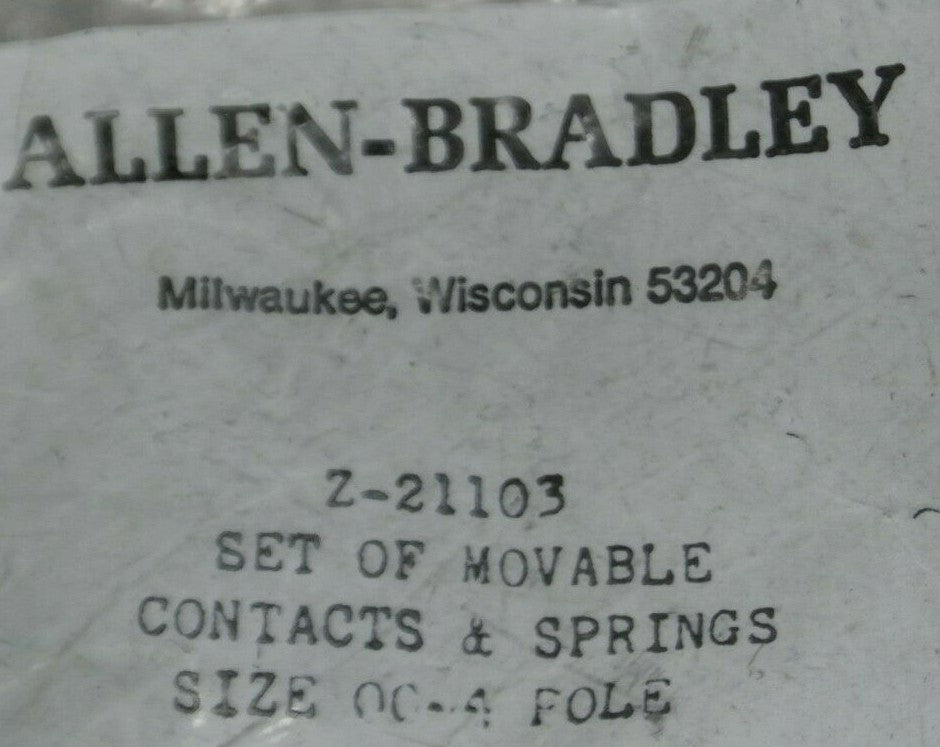 ALLEN-BRADLEY Z-21103 MOVABLE CONTACT KIT / SIZE 00 / / 4 POLE / NEW SURPLUS