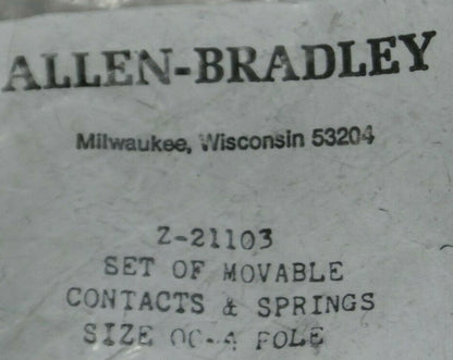 ALLEN-BRADLEY Z-21103 MOVABLE CONTACT KIT / SIZE 00 / / 4 POLE / NEW SURPLUS
