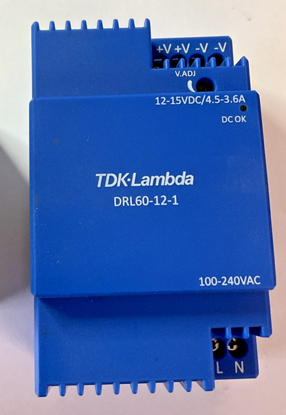TDK-LAMBDA DRL60-12-1 POWER SUPPLY MODULE 240VAC 15VDC 50/60HZ 54W