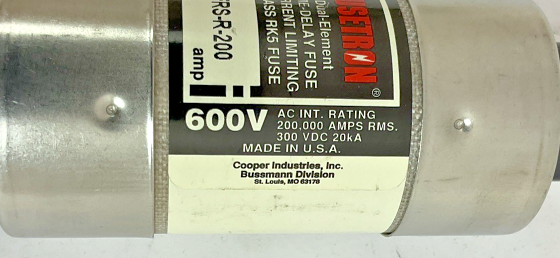 BUSS FRS-R-200 TIME DELAY FUSE 200A 600V 300VDC 20KA RK5