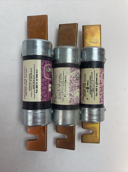 BUSSMANN LPN-RK 200 LOW-PEAK CLASS RK1 FUSE TIME DELAY 200AMP 250VAC (LOT OF 3)