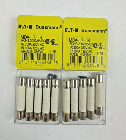 EATON BUSSMANN MDA-7-R TIME-DELAY SLOW-BLOW FUSE 7A 250V PACK OF 5 LOT OF 2
