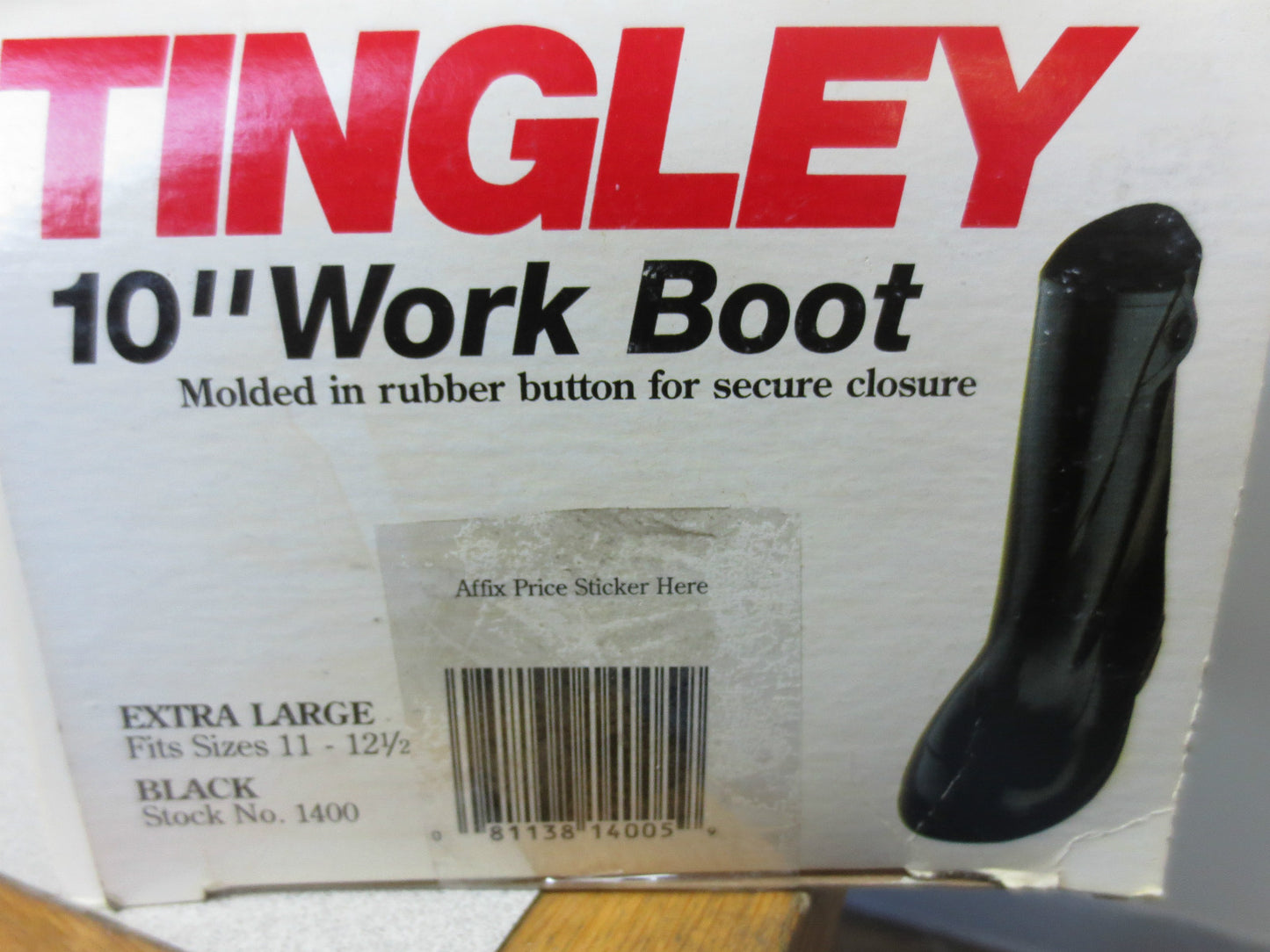 TINGLEY 1400 EXTRA LARGE (11 to 12-1/2) 10" WORK BOOT 100% WATERPROOF BLACK NEW