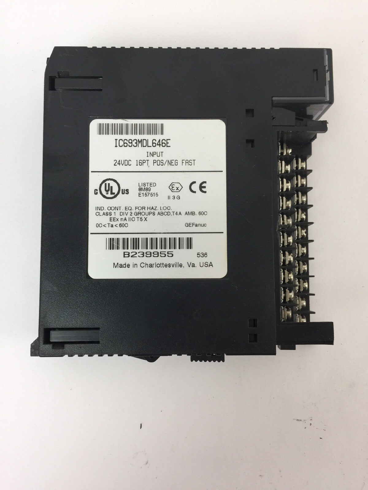 GE FANUC IC693MDL646E INPUT MODULE 24VDC 16PT POS/NEG FAST