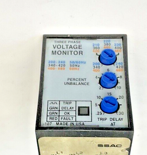 SSAC PLMU11 VOLTAGE MONITOR RELAY 480VAC 50/60HZ