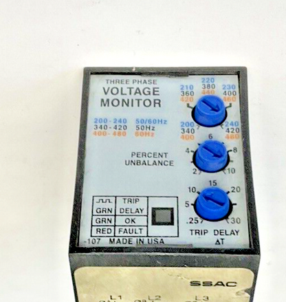 SSAC PLMU11 VOLTAGE MONITOR RELAY 480VAC 50/60HZ