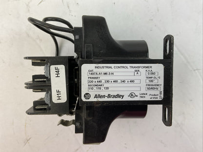 ALLEN BRADLEY 1497A-A1-M6-3-N CONTROL TRANSFORMER PRI 240x480 SEC 120 50VA