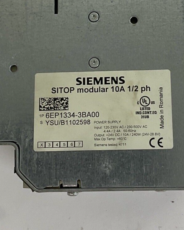 SIEMENS 6EP1334-3BA00 SITOP MODULE 10A 1/2PH POWER SUPPLY 24VDC