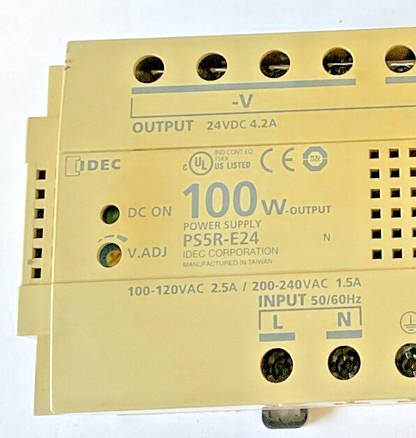 IDEC PS5R-E24 POWER SUPPLY 100W 240VAC 50/60HZ 24VDC 4.2A