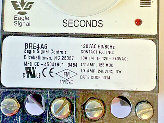EAGLE SIGNAL BRE4A6 RESET TIMER 120VAC 50/60HZ EAGLE SIGNAL CONTROLS