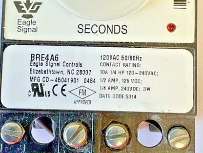 EAGLE SIGNAL BRE4A6 RESET TIMER 120VAC 50/60HZ EAGLE SIGNAL CONTROLS