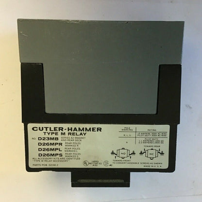 CUTLER HAMMER D23MR40A TYPE "M" RELAY SERIES A3  4N.O.-0N.C.