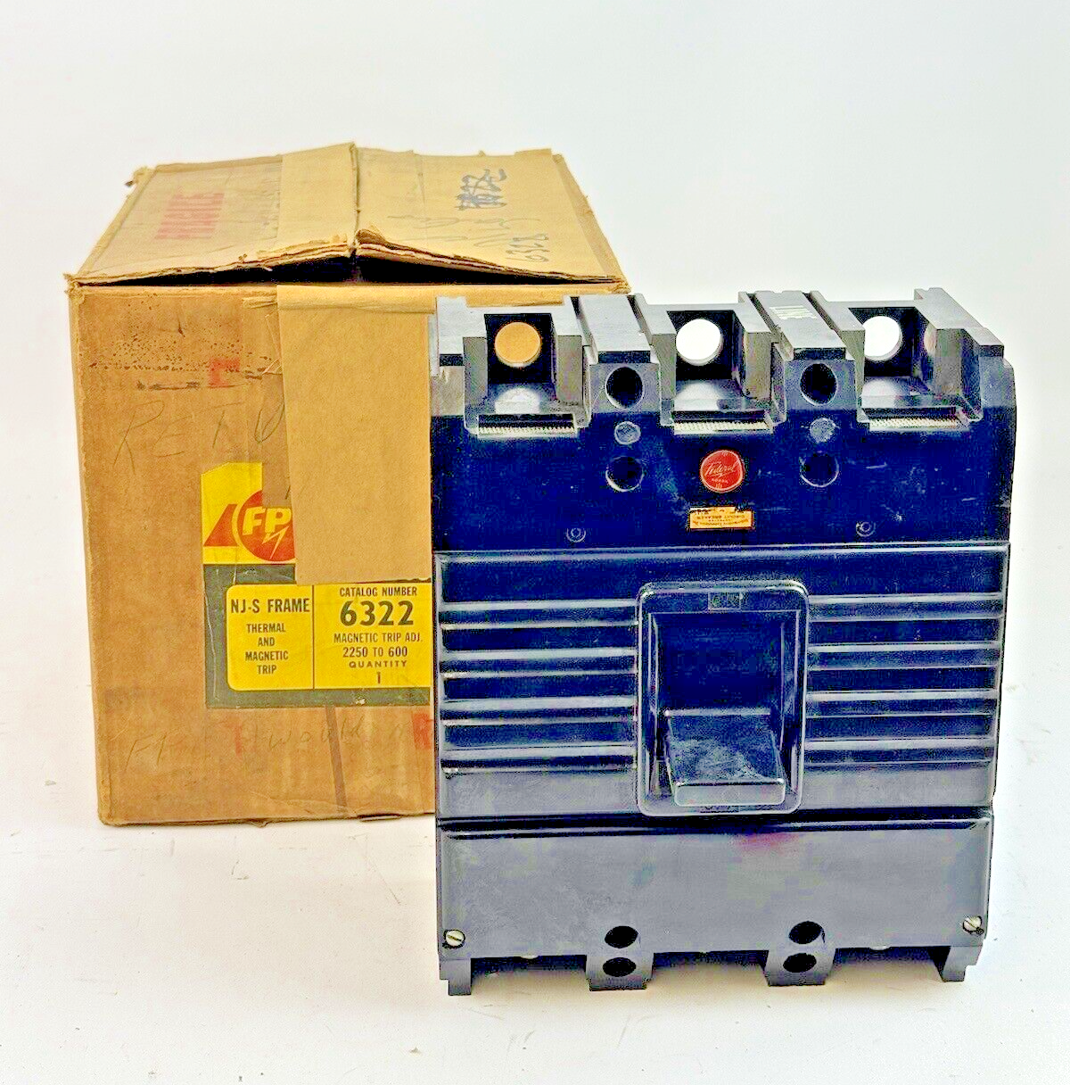 FPE FEDERAL PACIFIC - 6322- STAB MAG TRIP BREAKER - 3 POLE, 600 VAC, 225 A -NEW