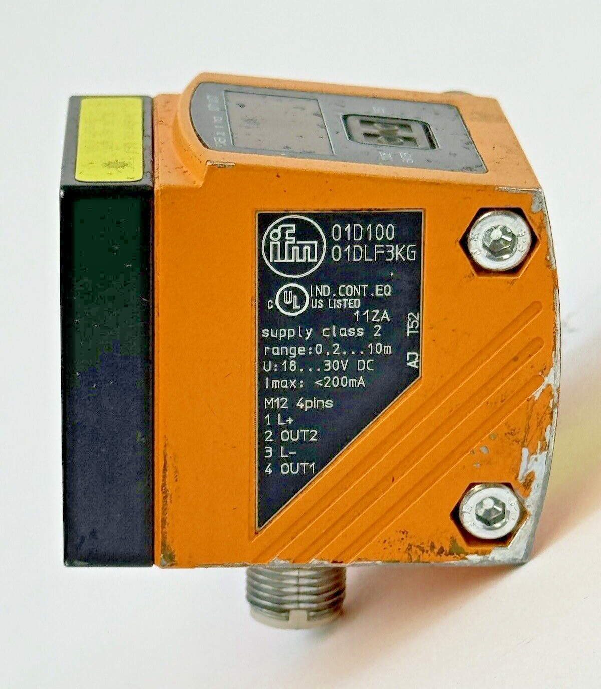 IFM - 01D100 - 01DLF3KG - LASER DISTANCE SENSOR - RANGE: 0.2-10 M, 30VDC, 4 PIN