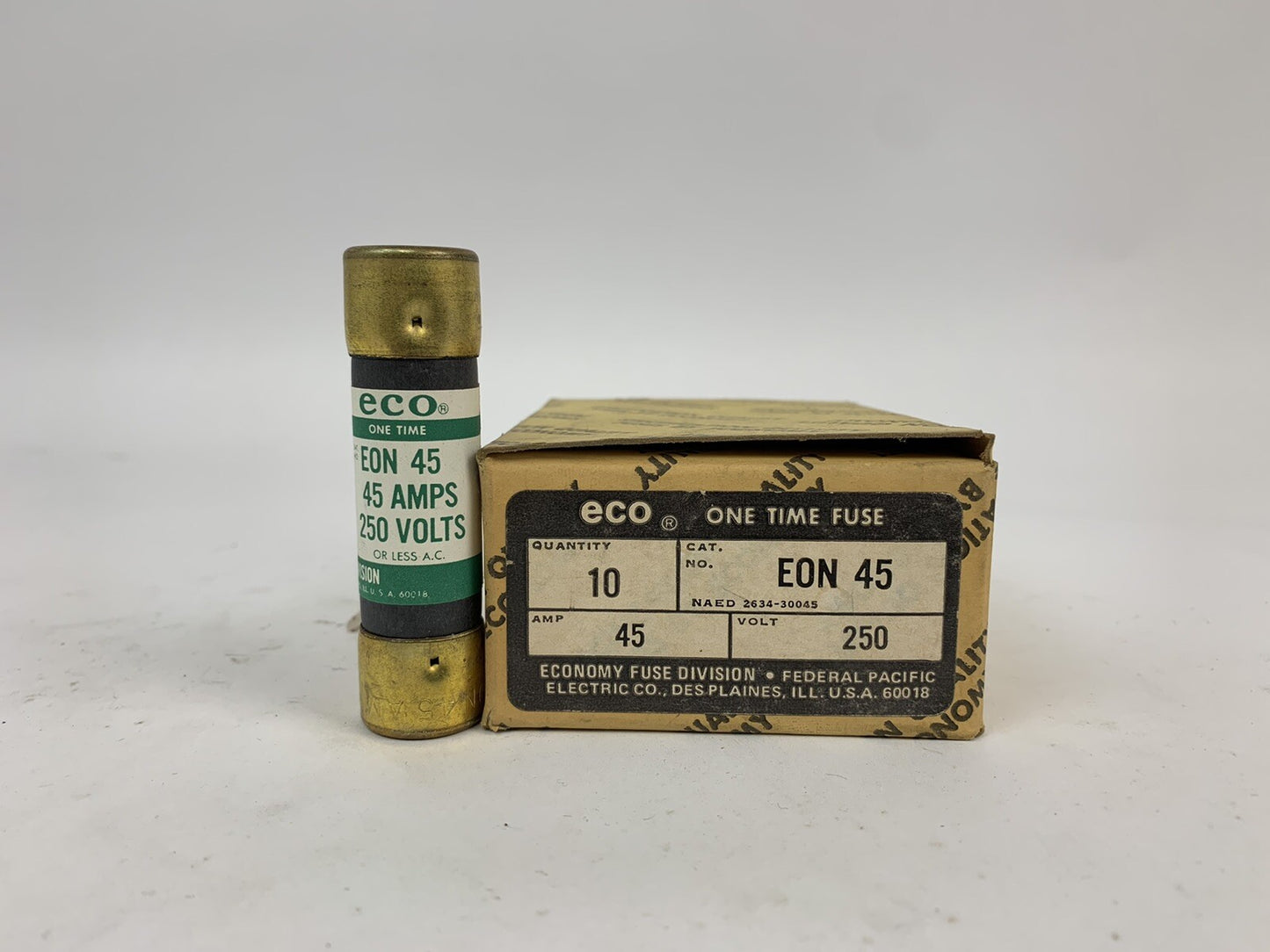 Economy Fuse One-Time EON45 45A 250V Fuse "Lot of 10"