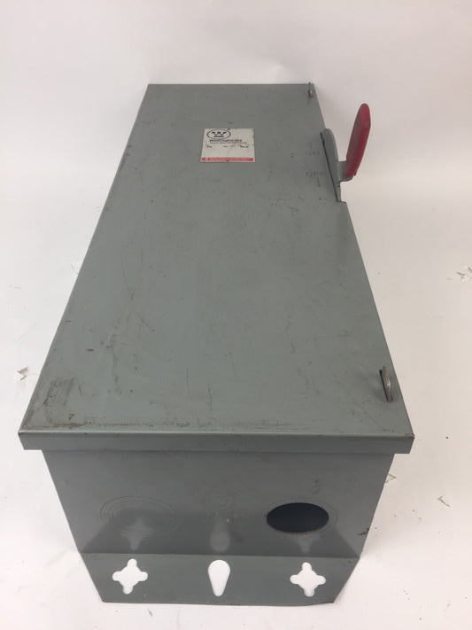 WESTINGHOUSE HUN363 HEAVY DUTY SAFETY SWITCH 100AMP 600VAC 75HP TYPE 1 ENCLOSURE