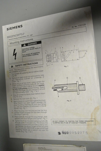 SIEMENS BDFW400 WELDER BUS PLUG w/ JXD63S400A BREAKER 600V, 400A, 3-PHASE, 3WIRE
