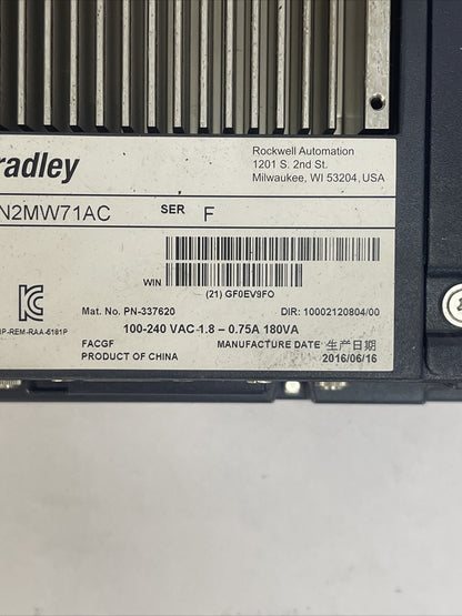 ALLEN BRADLEY 6181P-00N2MW71AC NON-DISPLAY INDUSTRIAL COMPUTER SER F 100-240VAC