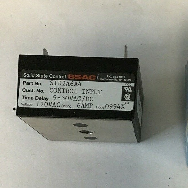 SSAC SIR2A6A4 CONTROL INPUT TIME DELAY9-30VAC/DC 120VAC 6AMP