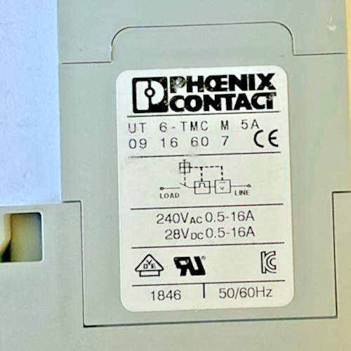 PHOENIX CONTACT UT6-TMCM5A(2) UT6-TMCM1A(1) THERMOMAGNETIC BREAKER 240VAC 28VDC