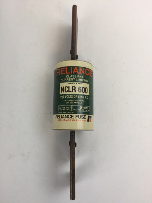 RELIANCE ELECTRIC NCLR 600 CURRENT LIMITING CLASS RK1 FUSE 600AMP 250VAC