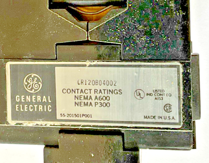GENERAL ELECTRIC CR120B04002 RELAY SER.A 600V (1)MISSING COIL****LOTOF2****