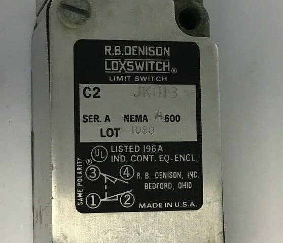 GOULD C2-JK013 R.B. DENISON LIMIT SWITCH SER.A NEMA A600
