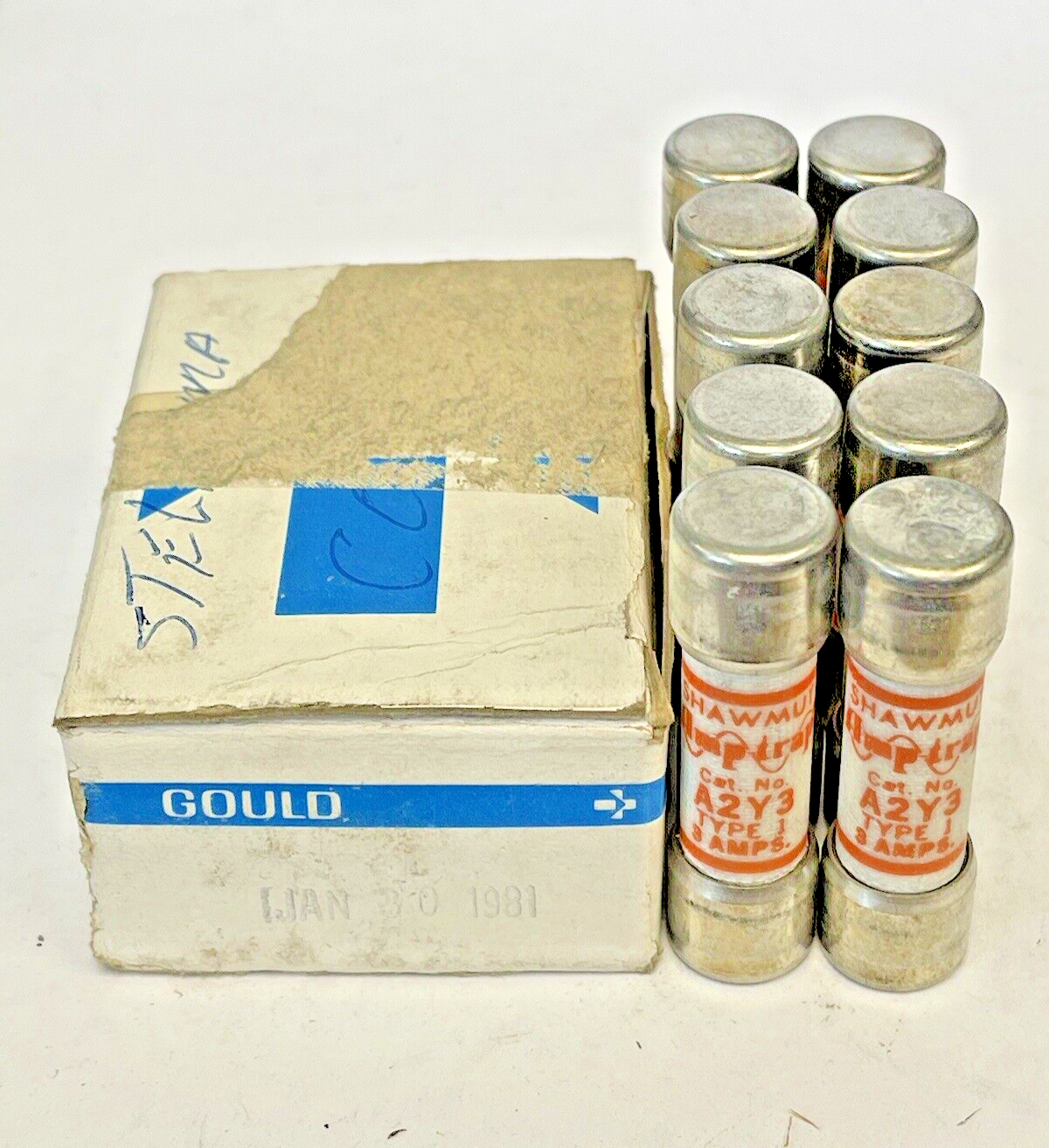 GOULD SHAWMUT - *BOX OF 10* - A2Y3 - 3 AMP, 250 VAC - TYPE 1  AMP TRAP FUSES