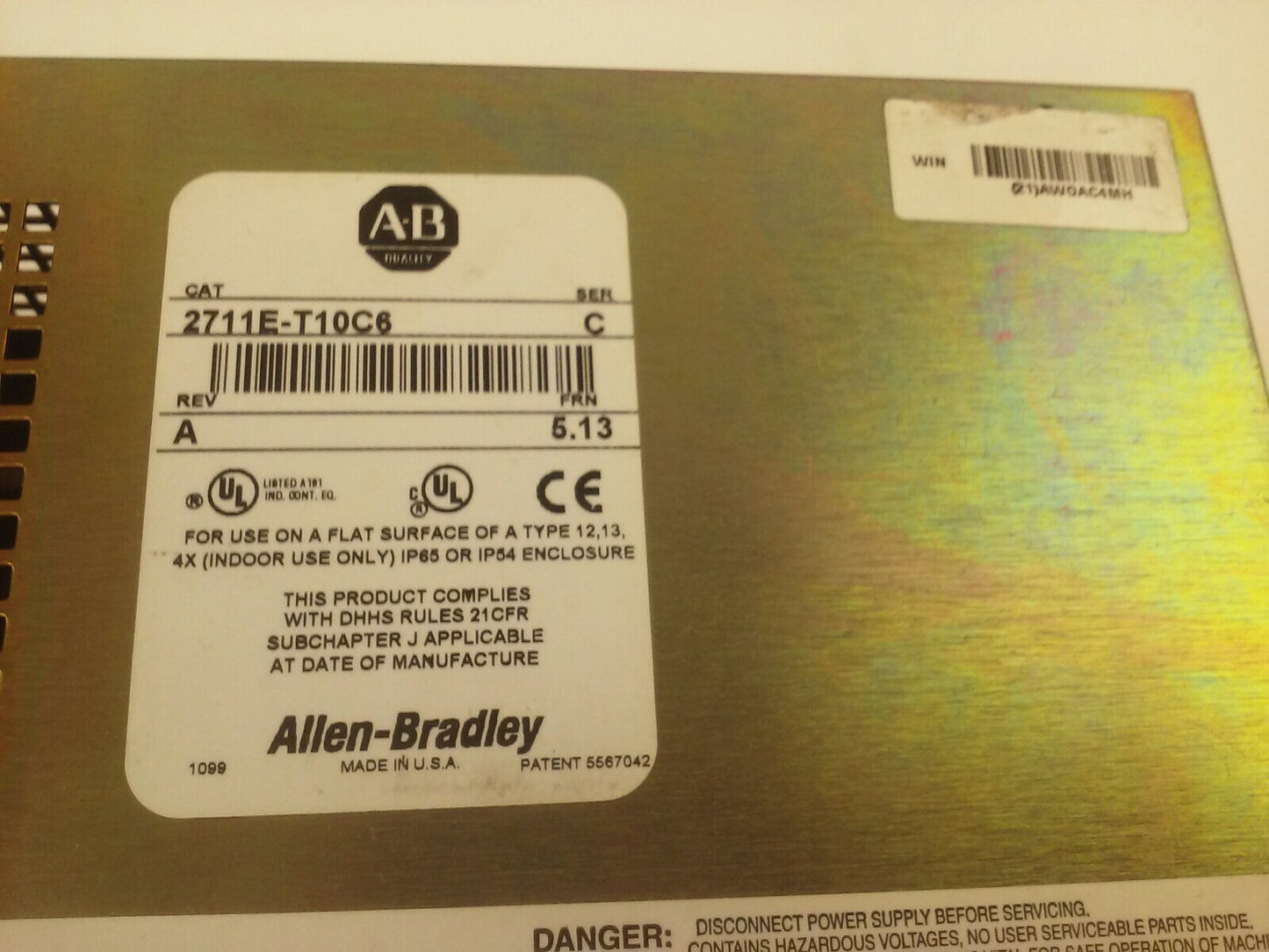 ALLEN BRADLEY 2711E-T10C6 SER. C REV. A  PANELVIEW 1000E TERMINAL FRN 5.13