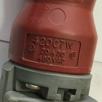 HUBBELL 420C7W  20A 480VAC RECEPTACLE PLUG PIN AND SLEEVE