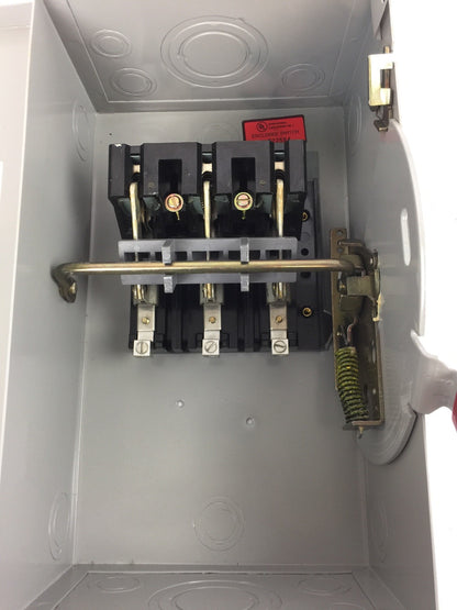 WESTINGHOUSE HUN361 30 AMPS 600 VAC 3 POLES NON-FUSIBLE SAFETY SWITCH