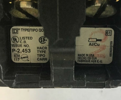 SQUARE D QOB220 CIRCUIT BREAKER 120/240VAC 10KA