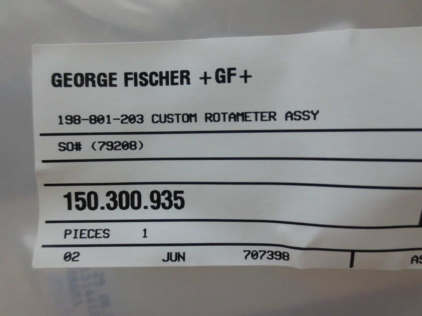 GEORGE FISCHER 150-300-935 / 198-801-203 CUSTOM ROTAMETER ASSY - in SEALED BOX