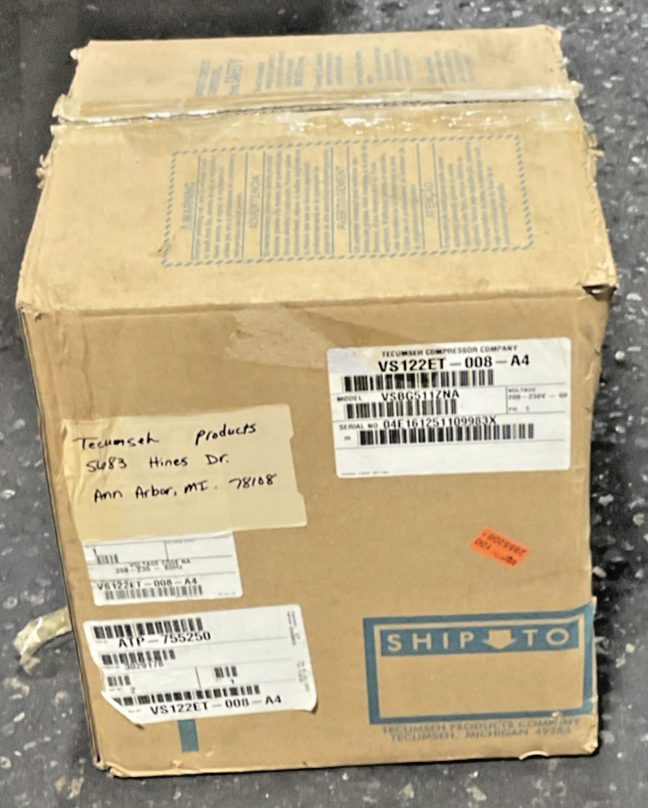 TECUMSEH VS122ET-008-A4 COMPRESSOR 230VAC 1PH VSBG511ZNA 60HZ R404A LRA83.6