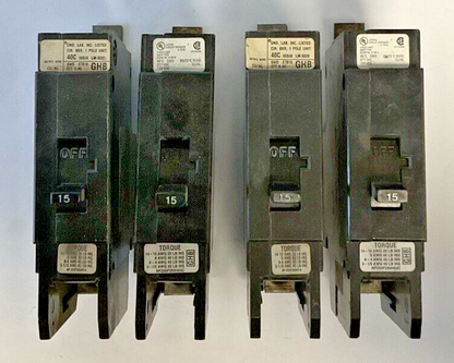 CUTLER HAMMER GHB1015 CIRCUIT BREAKER 277VAC 125VDC 15A ***LOTOF4***