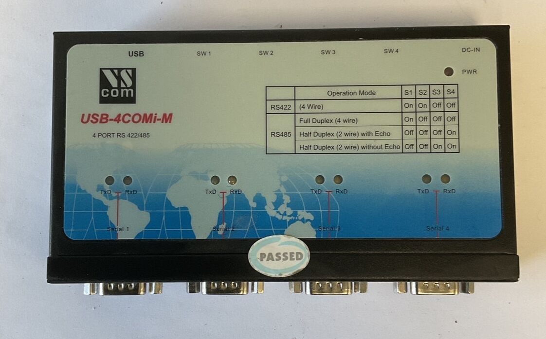 VS COM USB-4COMI-M CONNECTOR DB9-MALE 5VDC 1.6 4 PORT RS 422/485