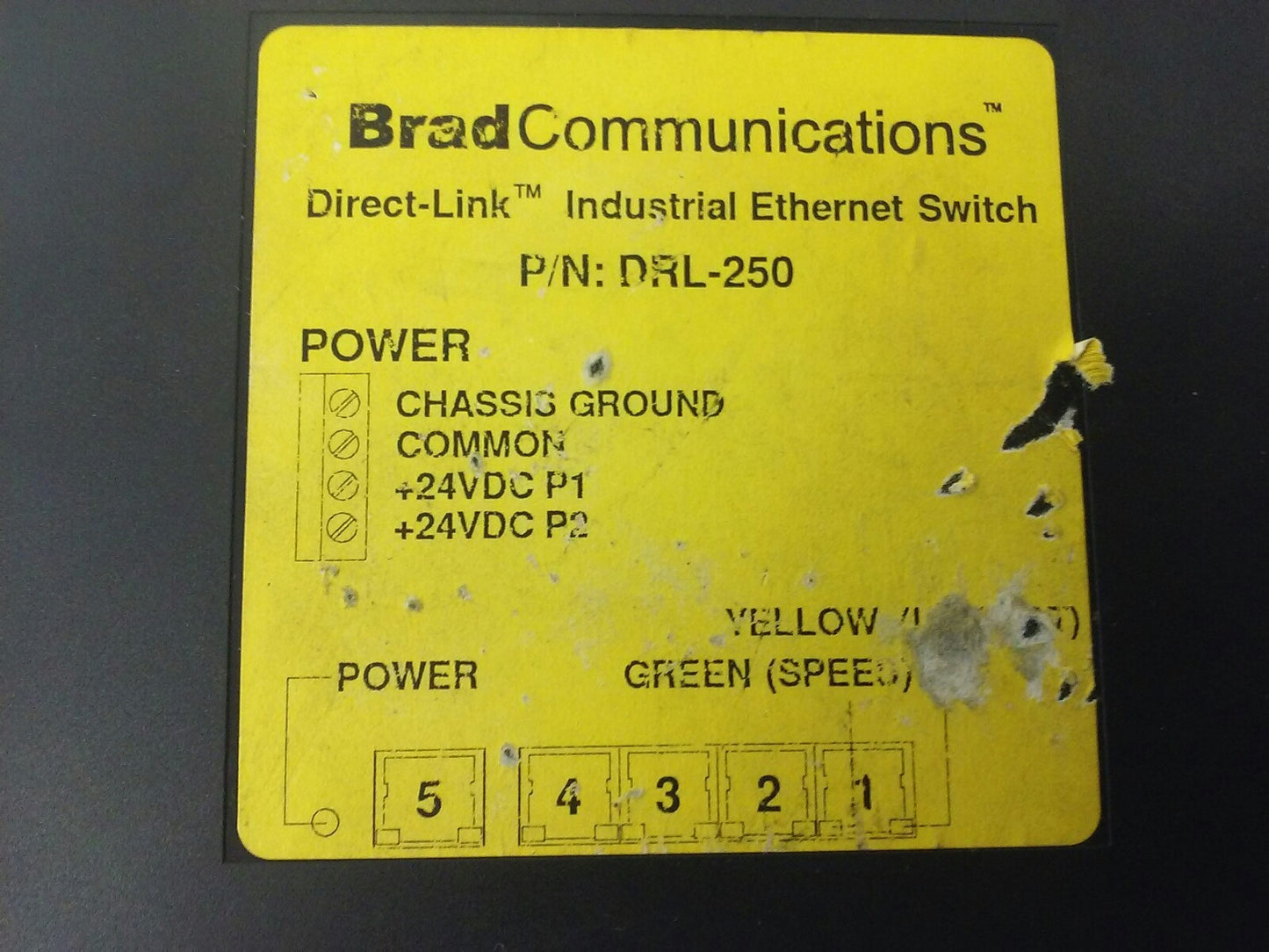 BRAD COMMUNICATIONS ETHERNET SWITCH - P/N DRL250, DRL-250, 24VDC, 2.16 WATTS