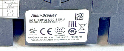 Allen Bradley 1494U-D30 Disconnect Unit KIT 1494U-HM1 1494U-R1