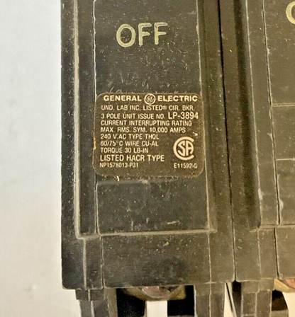 GENERAL ELECTRIC THQL32020 CIRCUIT BREAKER 20A 3POLE 240VAC