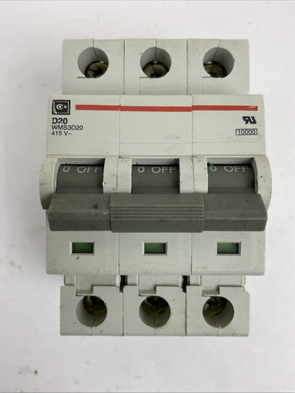 CUTLER HAMMER WMS3D20 CIRCUIT BREAKER 20A 3POLE 415VAC