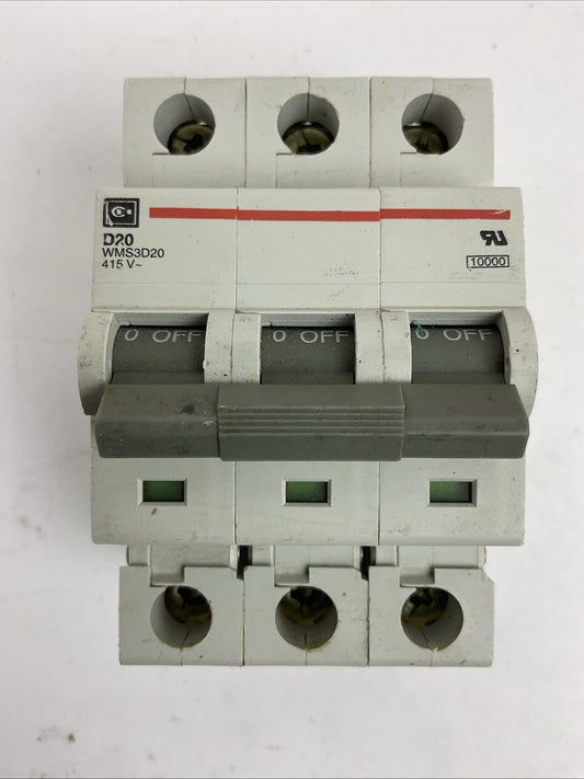 CUTLER HAMMER WMS3D20 CIRCUIT BREAKER 20A 3POLE 415VAC