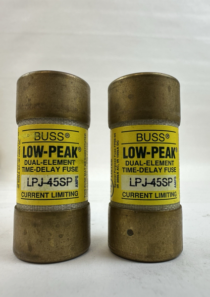 BUSS LOW-PEAK DUAL-ELEMENT TIME DELAY FUSE LPJ-45SP 45A 600VAC LOTS OF 2
